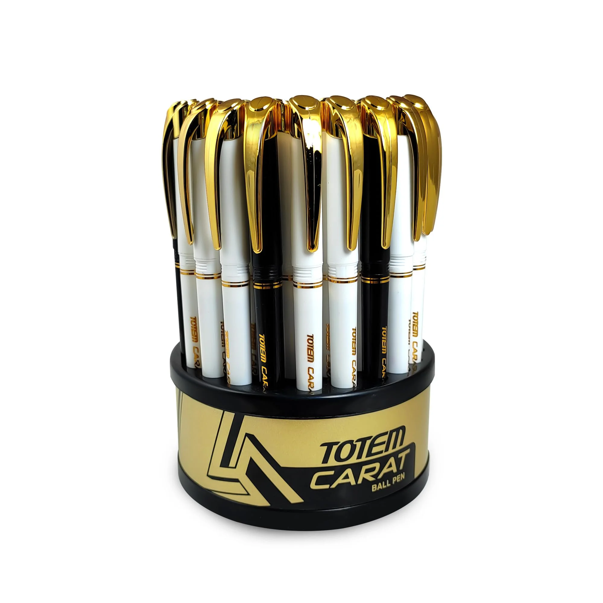 TOTEM Carat Tumbler | 50 Pens (42 Blue Ink & 8 Black Ink) | Elegant Body Design | Golden Clip | 0.7 mm Tip | Pens for Writing | Ideal for Students and Exams Use | Smooth Ink Flow | Office Stationary - image 1