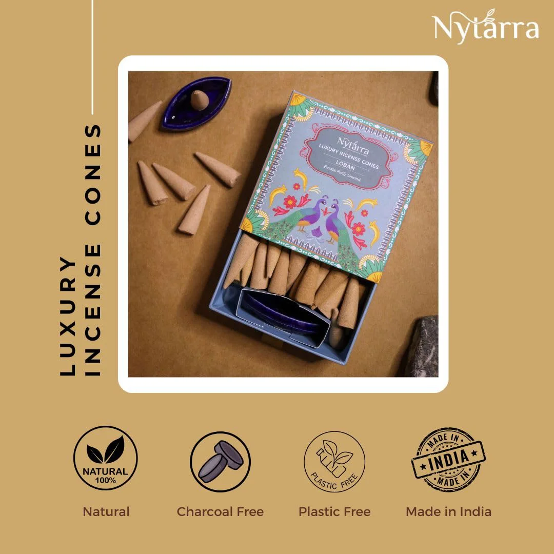 Nytarra's Loban Luxury Incense Cones | Pack of 3| 120 pcs | Special Ceramic Holder | Dhoop Cones for Fragrance | Dhoop Cones for Pooja, Home, Office, Aromatherapy & Meditation - image 2