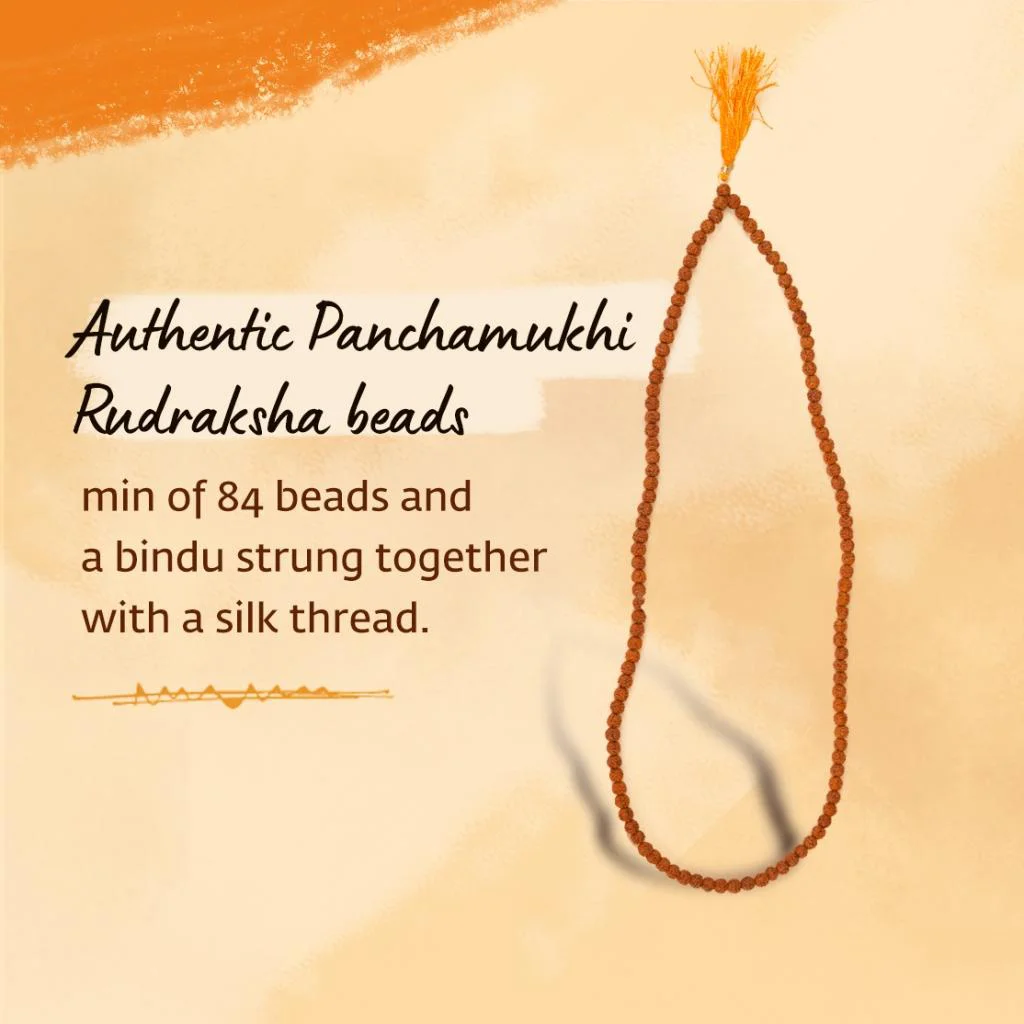 Authentic Isha Panchamukhi (five-faced) Rudraksha Mala. Consecrated at Dhyanalinga. Your cocoon of energy (8 mm) - image 1