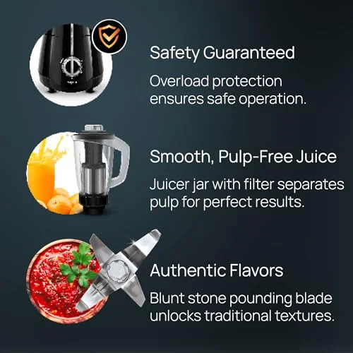 Wipro Elato FMG209 800 Watt Mixer Grinder with 4 Jars,Heavy Duty 100% Copper Ball Bearing Motor with 5 Year Warranty,Superfast Grinding,Clip Lids - Hands Free use, 4 Jars Mixer Grinder 800 Watt,Black - image 1