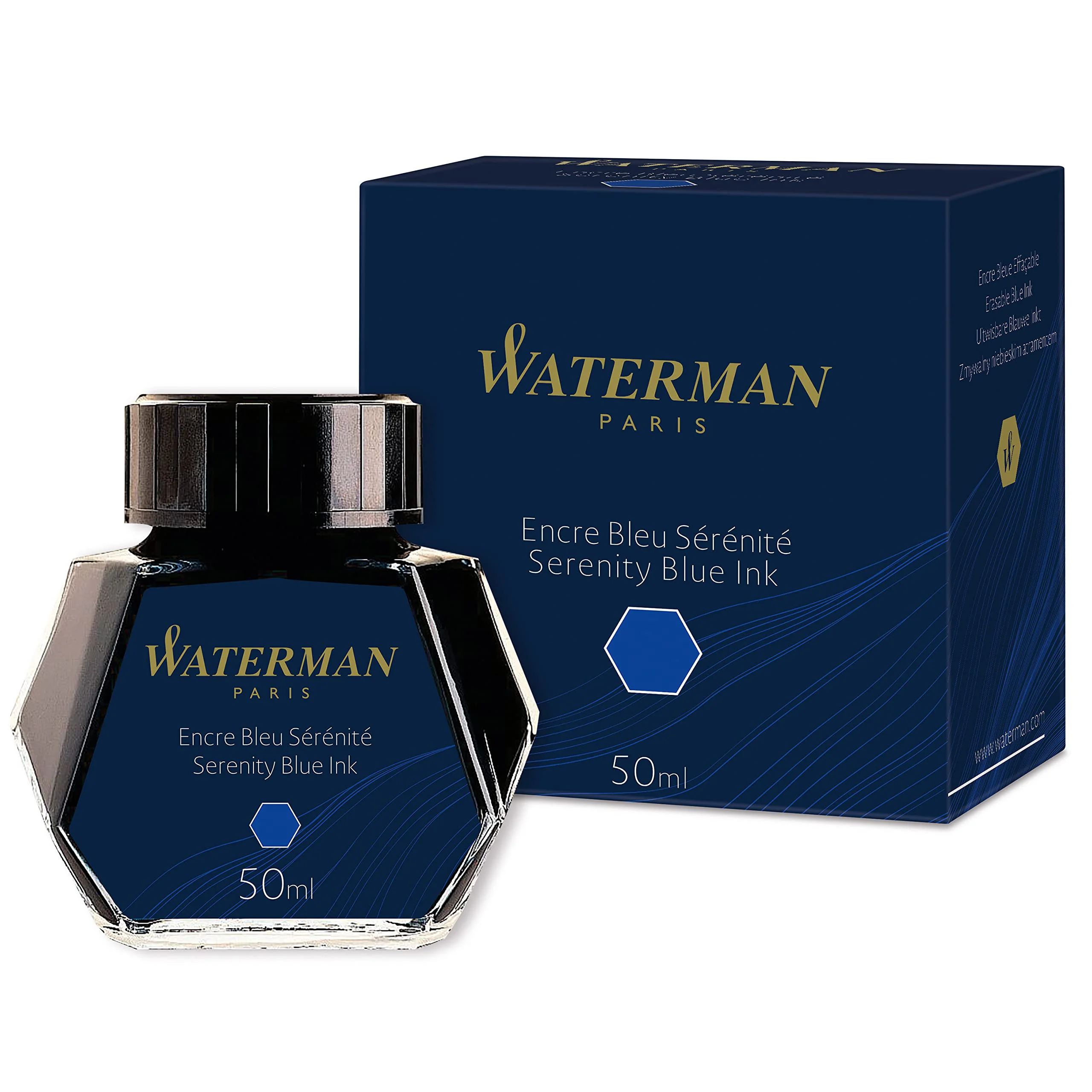 Waterman 50 ml Bottled Liquid Fountain Pen Ink, Serenity Blue (S0110720) - image 2