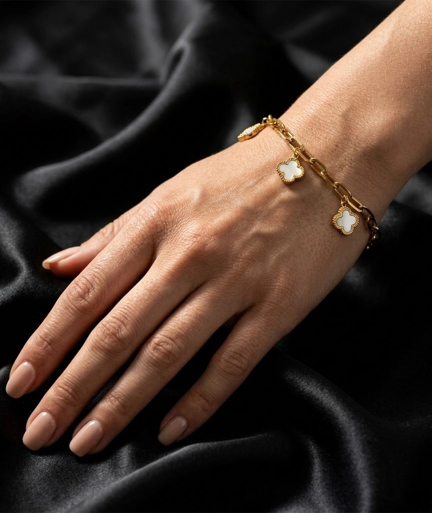 Gold Clover Charm Bracelet