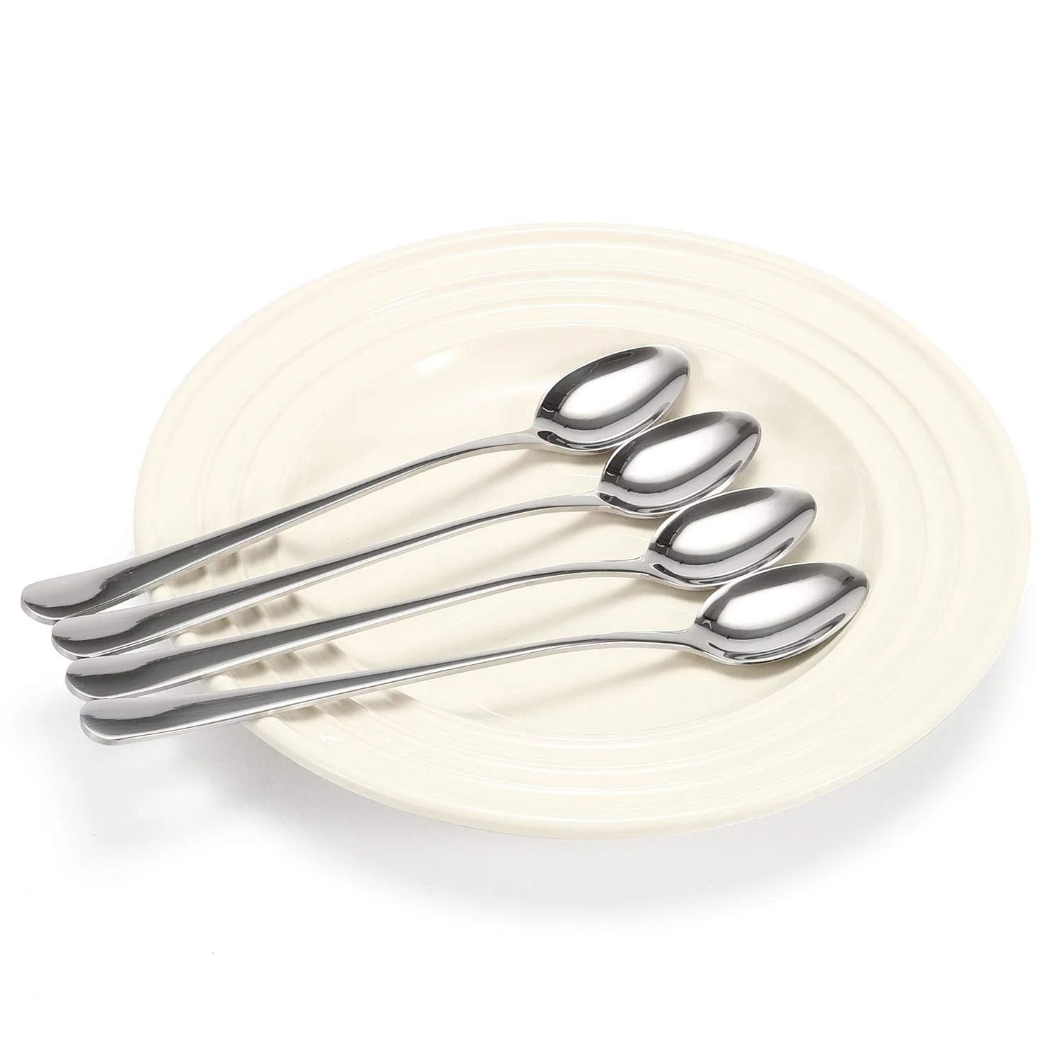Vinsani Latte Spoons, Set of 4 Long Handle Spoons, Stainless Steel Coffee Spoons Tea Spoon Ideal for Latte Coffee, Espresso, Hot Chocolate, Hot Drinks, Dessert & Ice Cream Sundae - 7.8 inch (Silver) - image 1