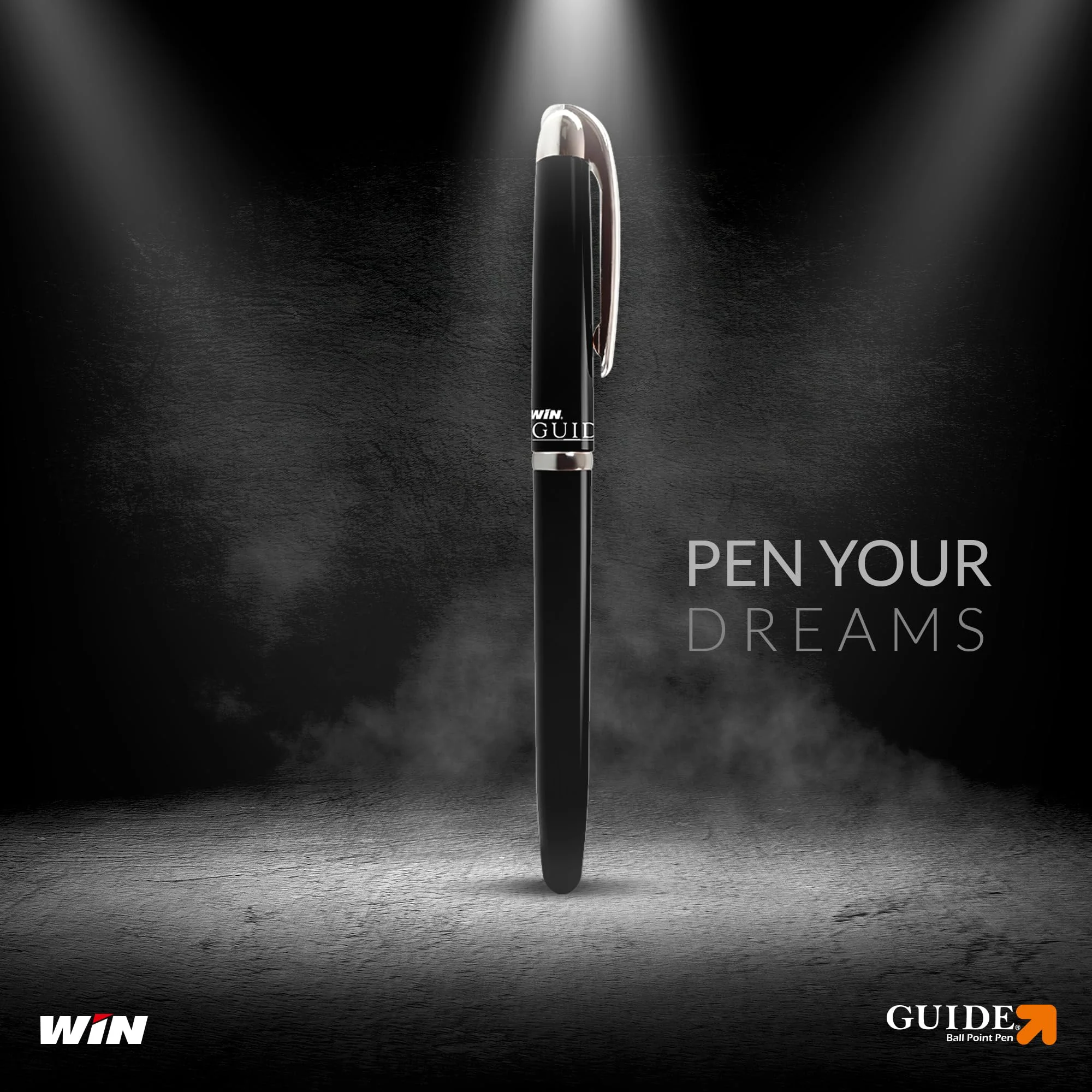 Win Guide Ball Pens | 50 Black Ink Pens | Premium Stylish Pens Set | 0.6 mm Sharp Tip | Lightweight Multicoloured Body available in 6 Colours |School and Office or Corporate Gifting | Pens for Writing - image 1