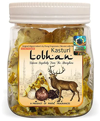 Parag Fragrances Kasturi Loban 250Gm (Loban with Musk Oil) कस्तूरी लोबान २५० ग्राम Loban / Benzoin Enriched with Kasturi Oil / Best for Home Fragrance, Air Purifiring & Religious Use - image 1