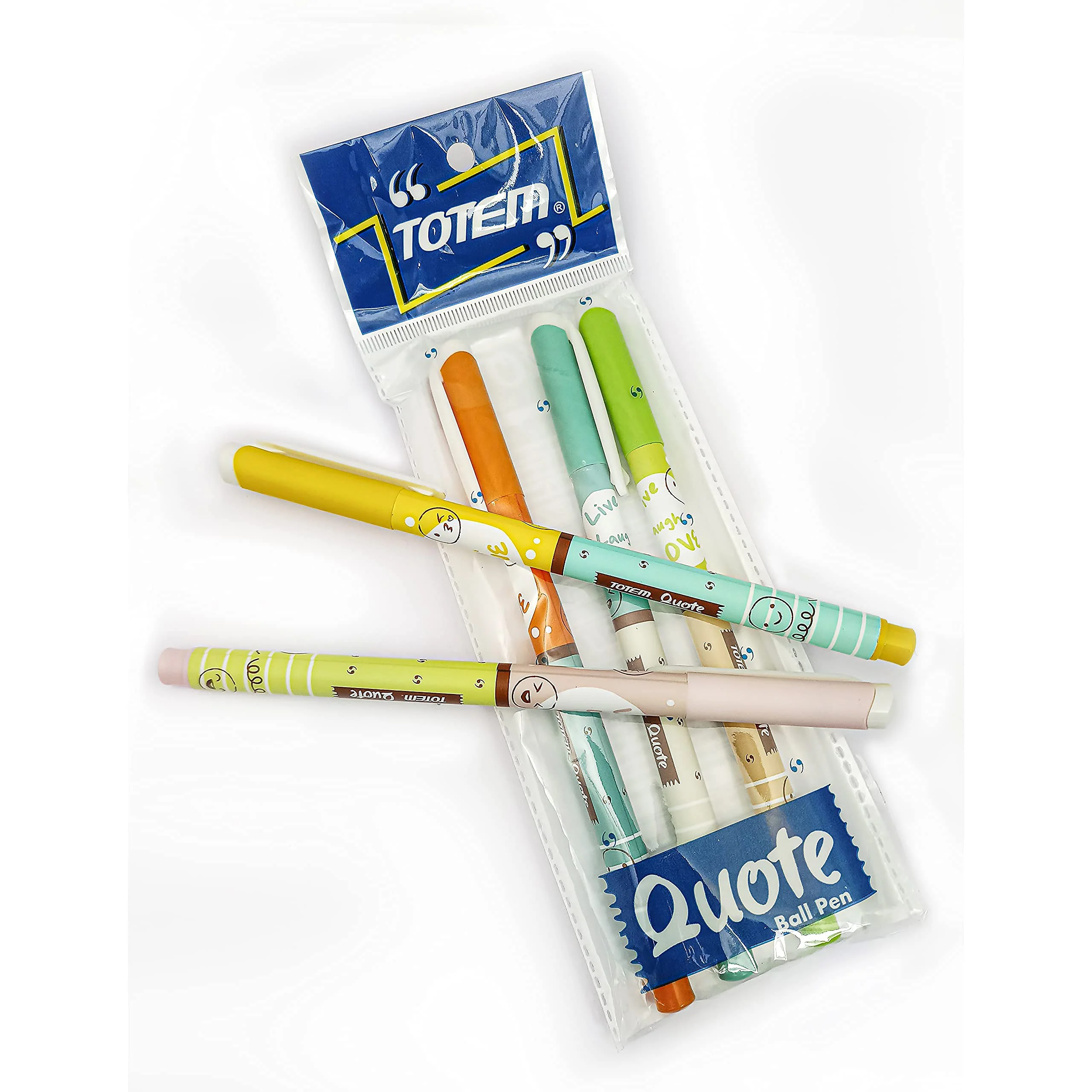 TOTEM Quote Ball Pens | 60 Blue Ink Pens | Scented Ink Pens | Cute Emoji Themed | 0.7 mm Tip | Comfortable & Smooth Writing | Ideal for School, Business & Office Use | Perfect for Kids Stationery - image 2