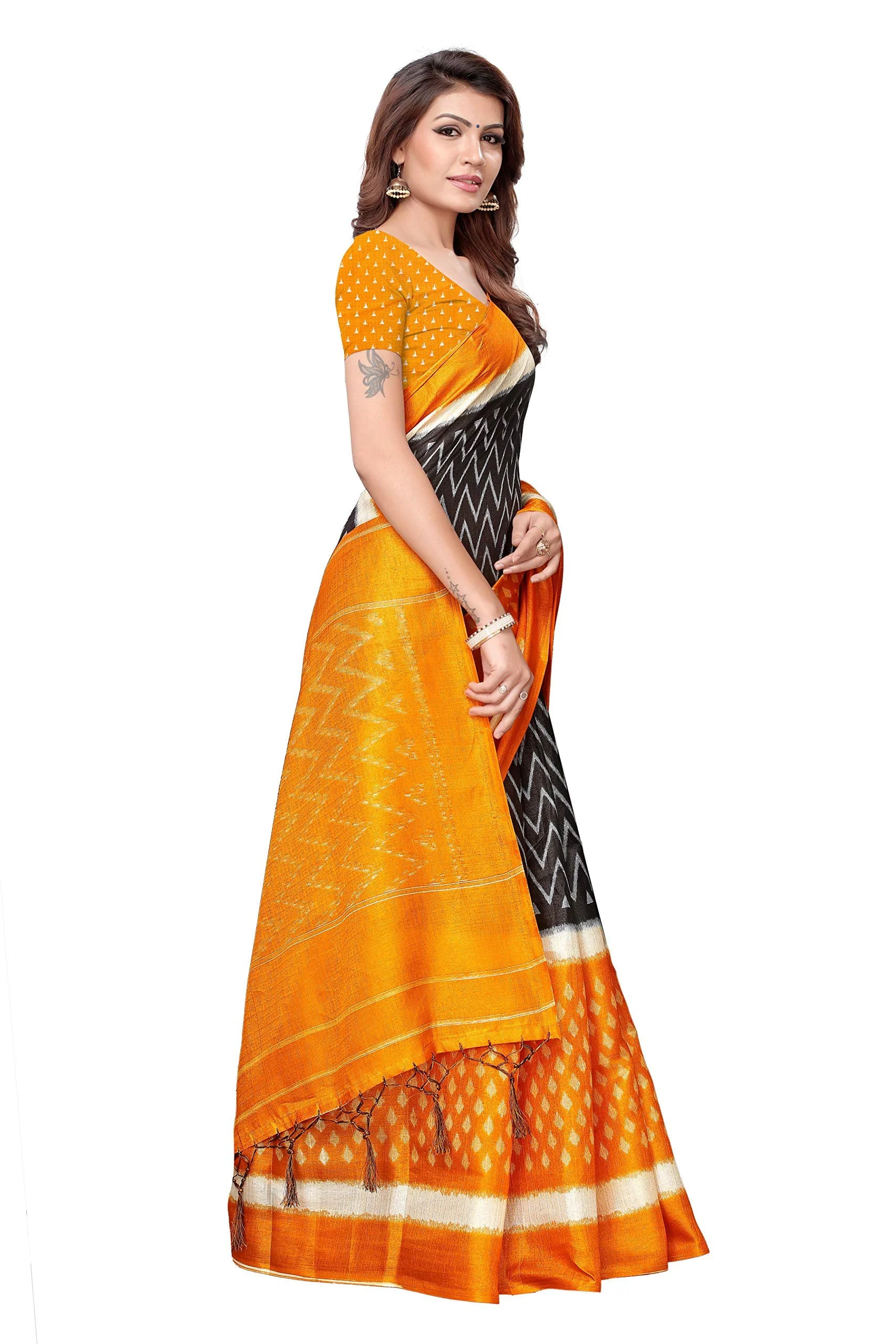 Yashika women's Georgette light weight saree with blouse piece (Multi-Color_Free_Size) SDPL-SNAP MUSTARD - image 2